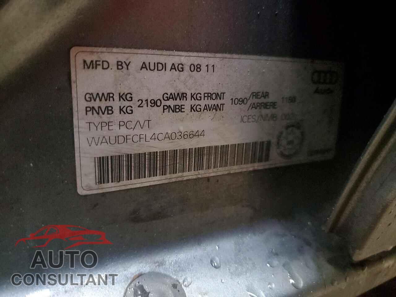 AUDI A4 2012 - WAUDFCFL4CA036644