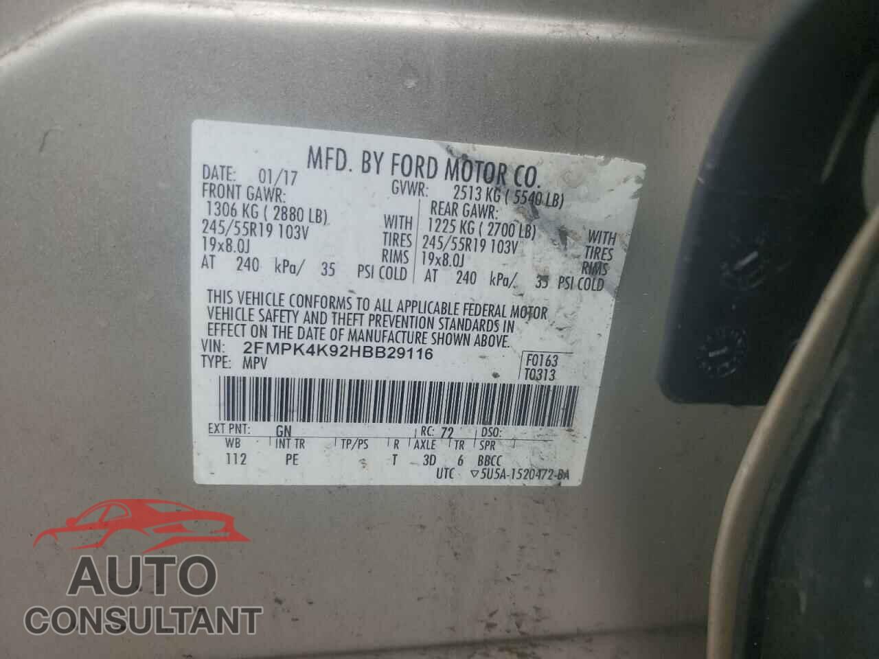FORD EDGE 2017 - 2FMPK4K92HBB29116