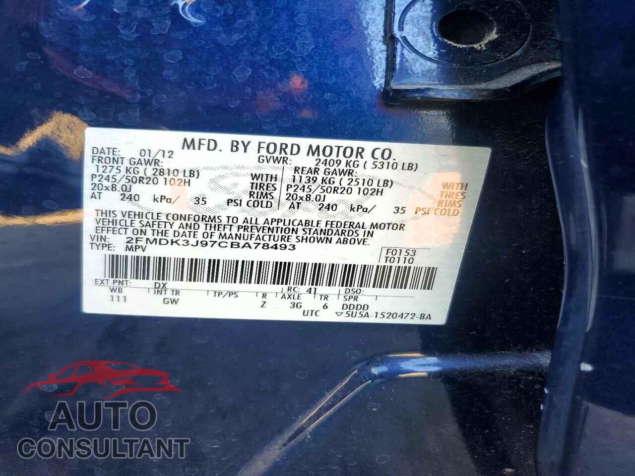 FORD EDGE 2012 - 2FMDK3J97CBA78493