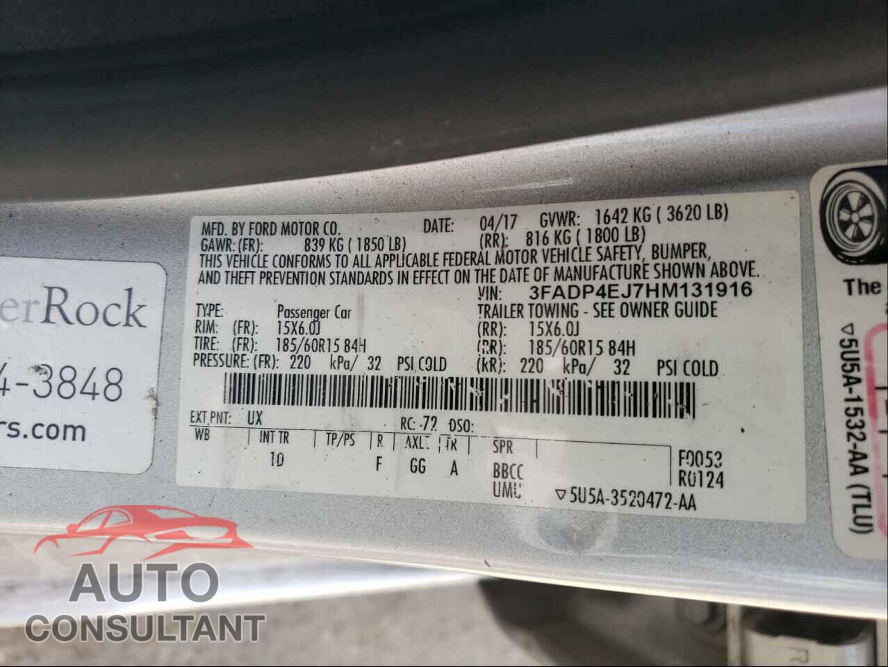 FORD FIESTA 2017 - 3FADP4EJ7HM131916