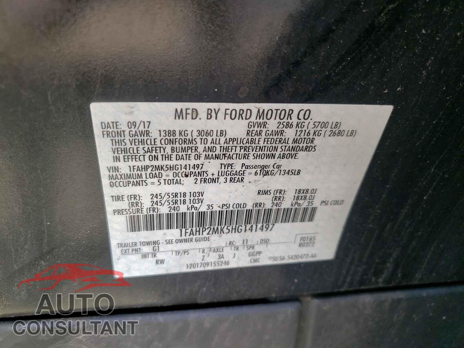 FORD TAURUS 2017 - 1FAHP2MK5HG141497