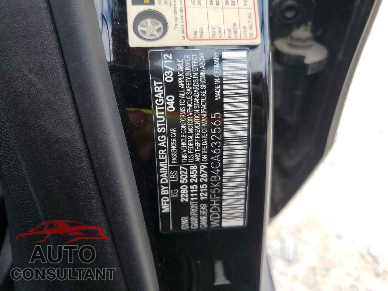 MERCEDES-BENZ E-CLASS 2012 - WDDHF5KB4CA632565