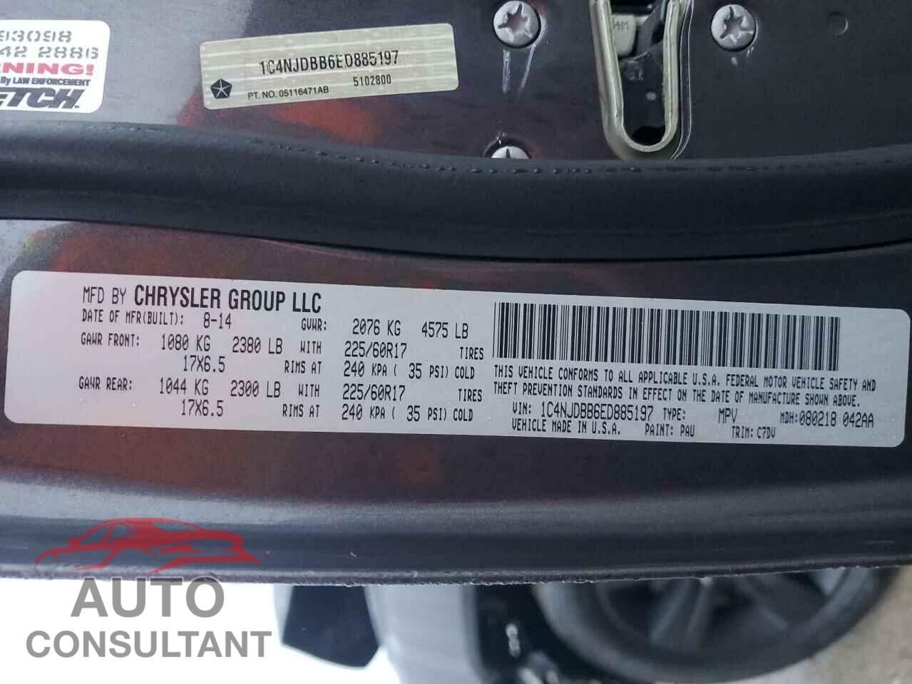 JEEP COMPASS 2014 - 1C4NJDBB6ED885197