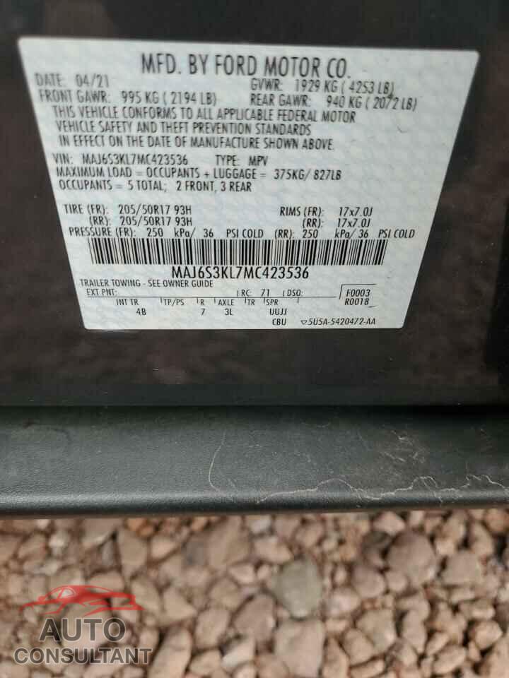 FORD ECOSPORT 2021 - MAJ6S3KL7MC423536