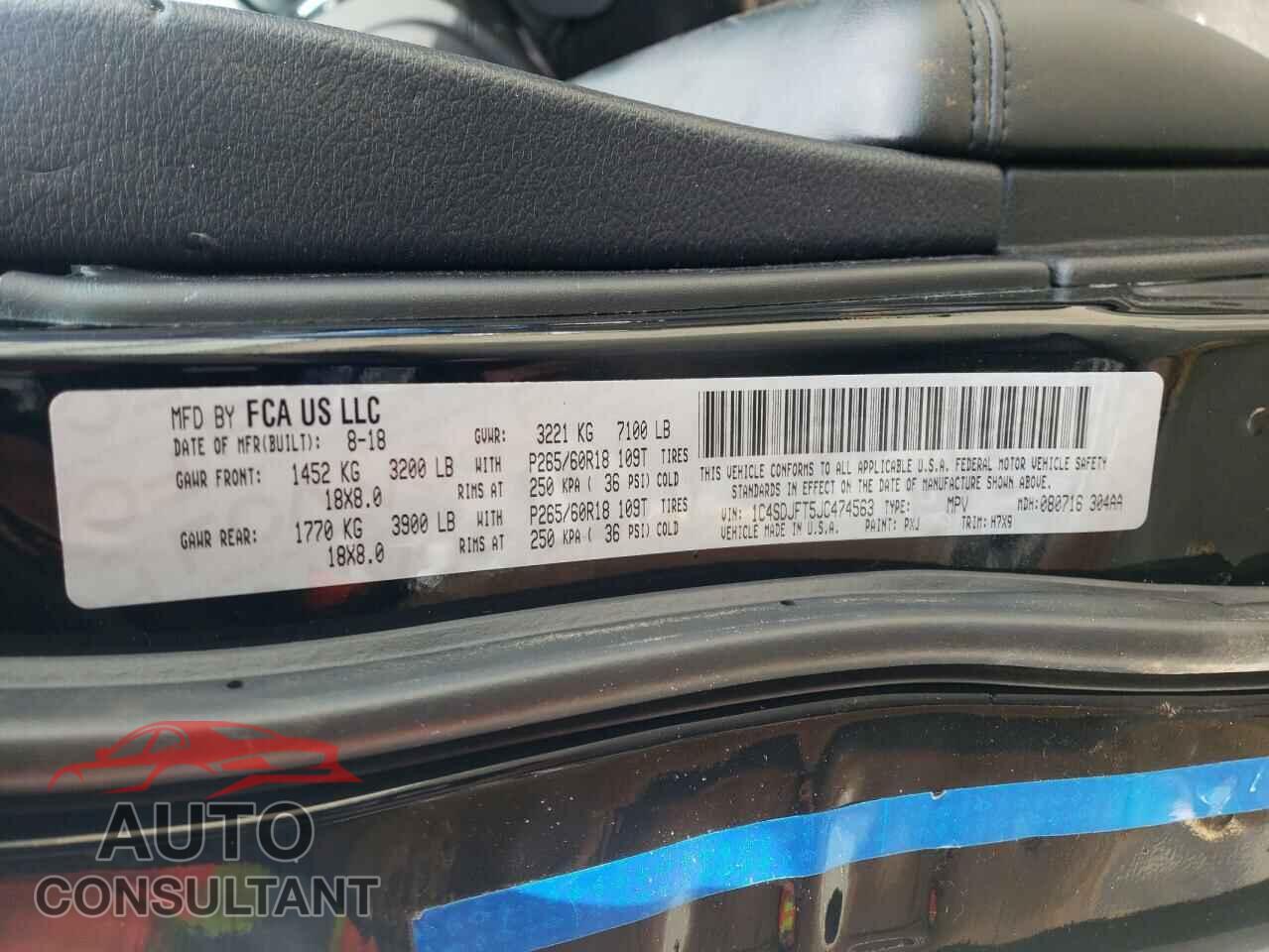DODGE DURANGO 2018 - 1C4SDJFT5JC474563