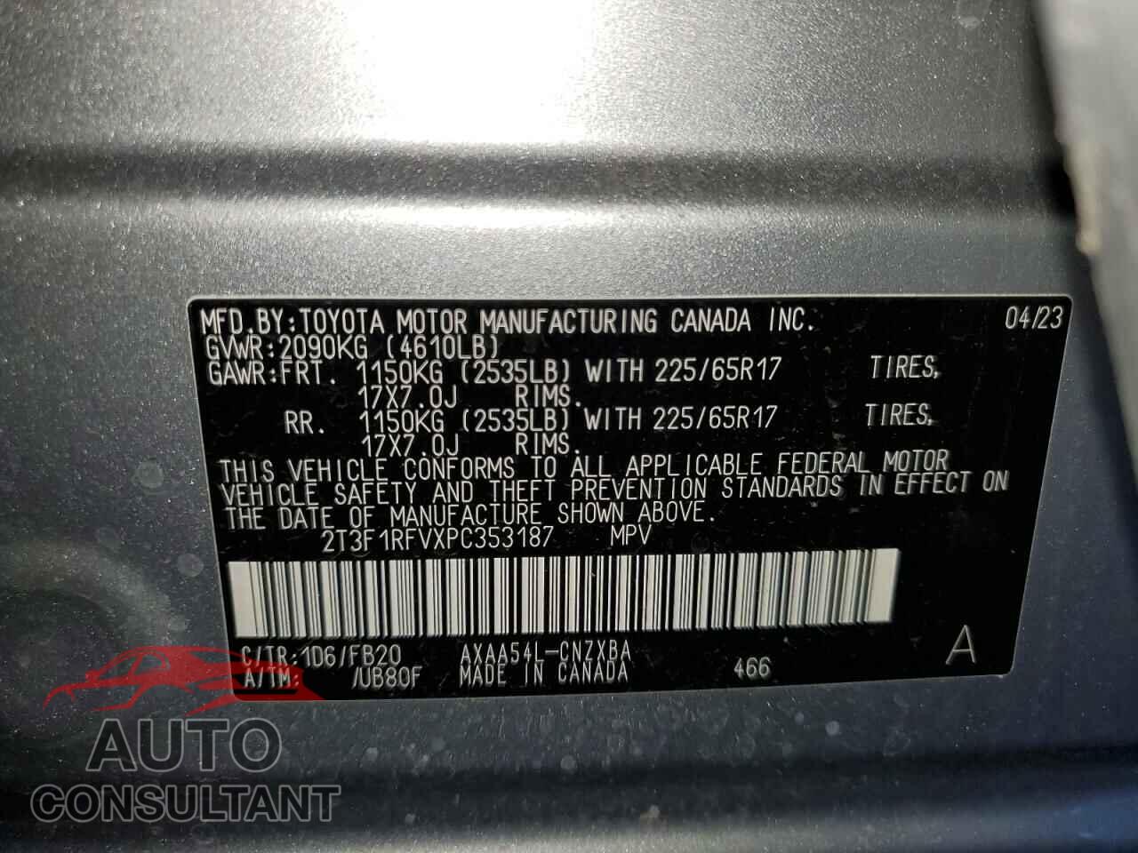 TOYOTA RAV4 2023 - 2T3F1RFVXPC353187