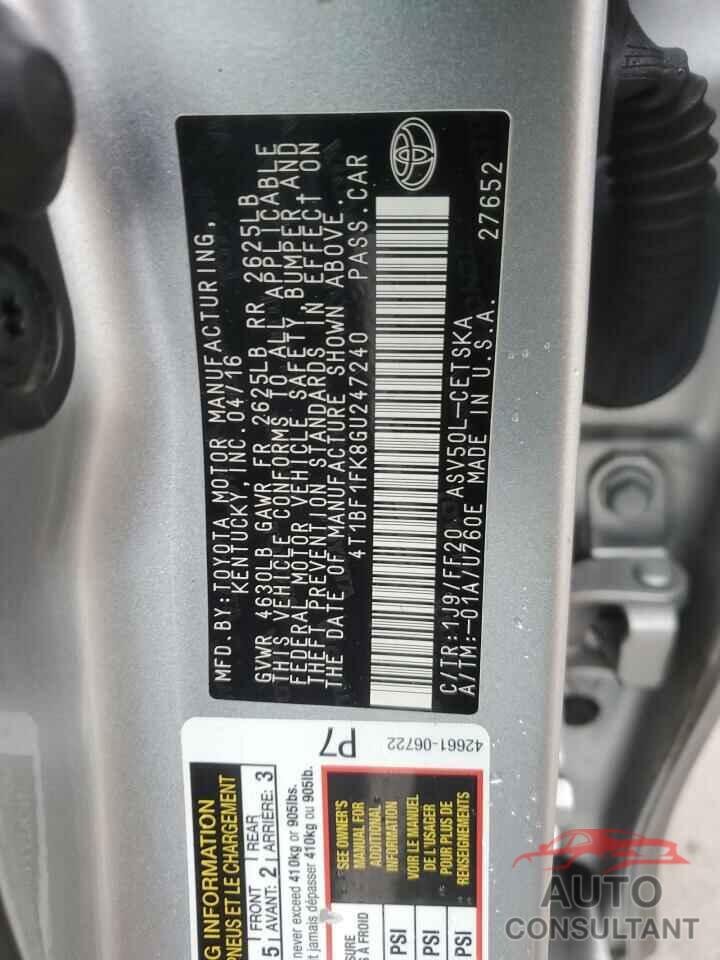 TOYOTA CAMRY 2016 - 4T1BF1FK8GU247240