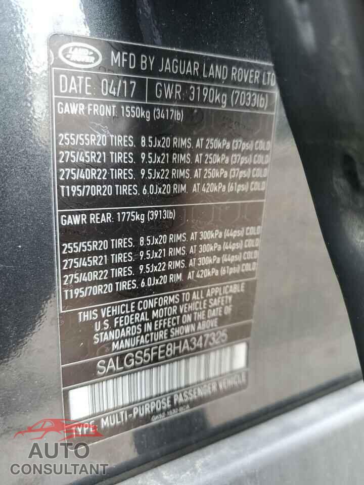 LAND ROVER RANGEROVER 2017 - SALGS5FE8HA347325