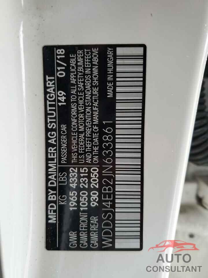 MERCEDES-BENZ CLA-CLASS 2018 - WDDSJ4EB2JN633861