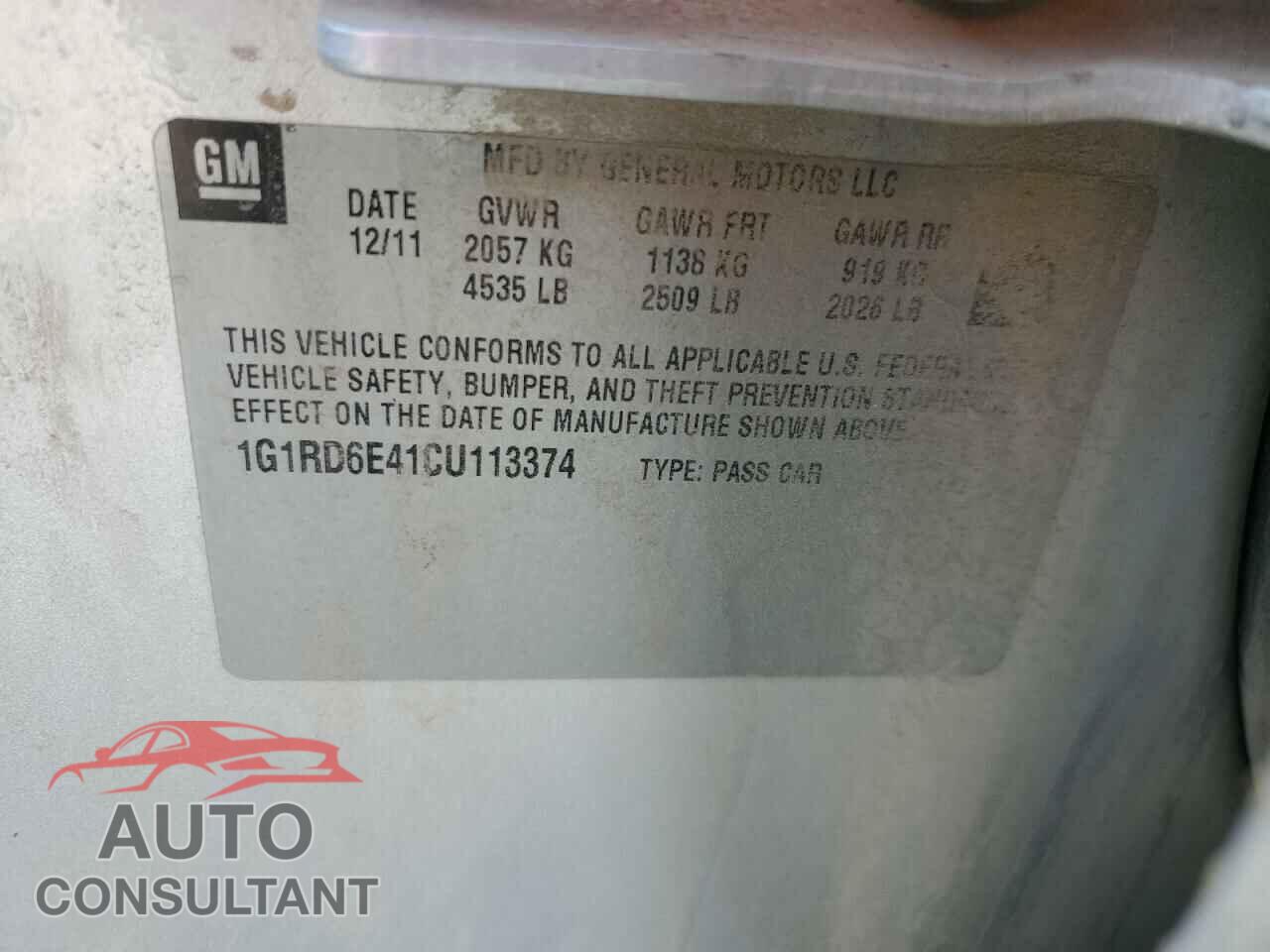 CHEVROLET VOLT 2012 - 1G1RD6E41CU113374