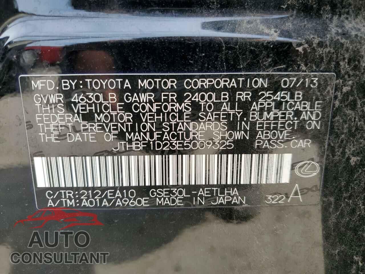 LEXUS IS 2014 - JTHBF1D23E5009325