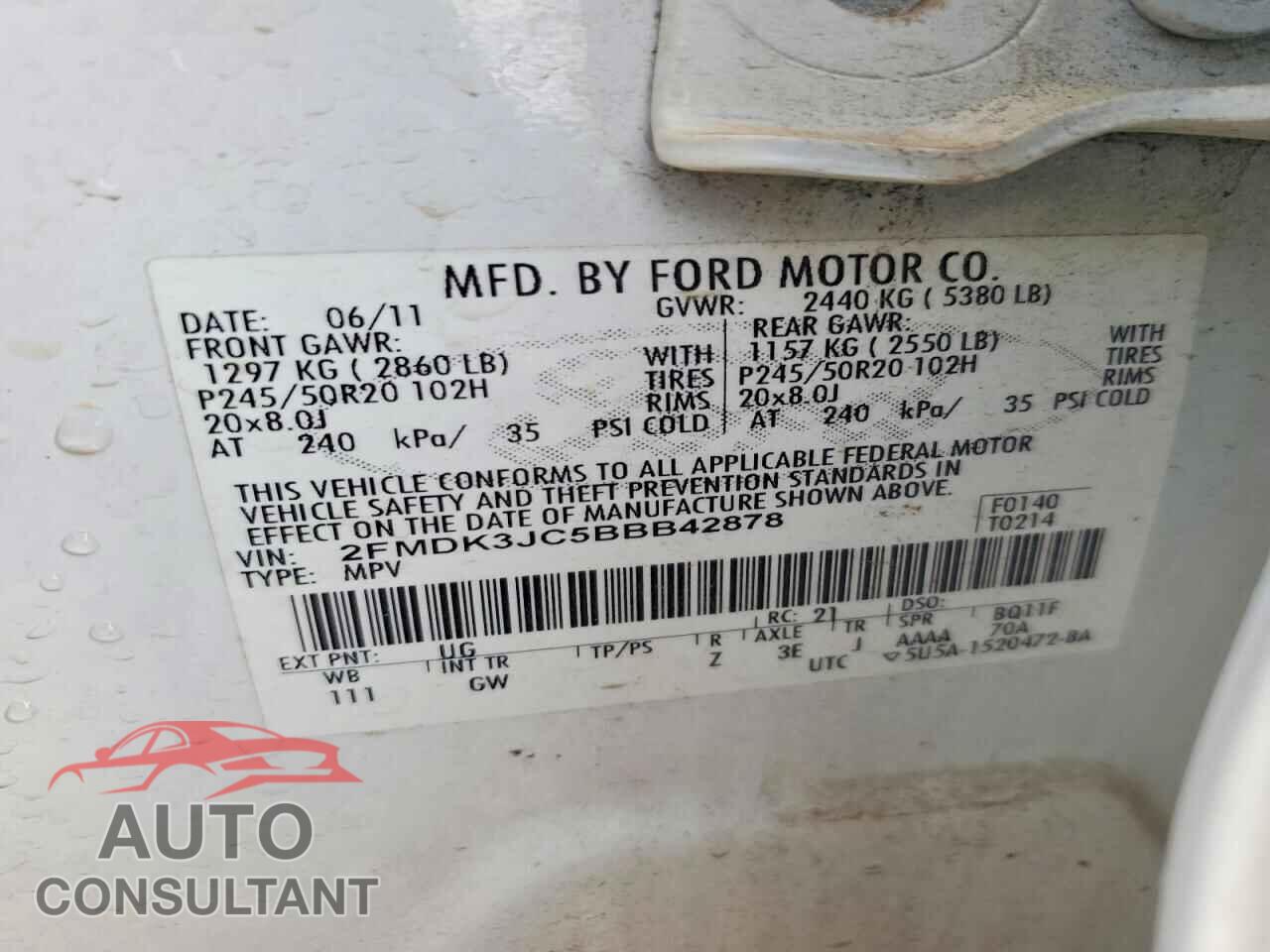 FORD EDGE 2011 - 2FMDK3JC5BBB42878