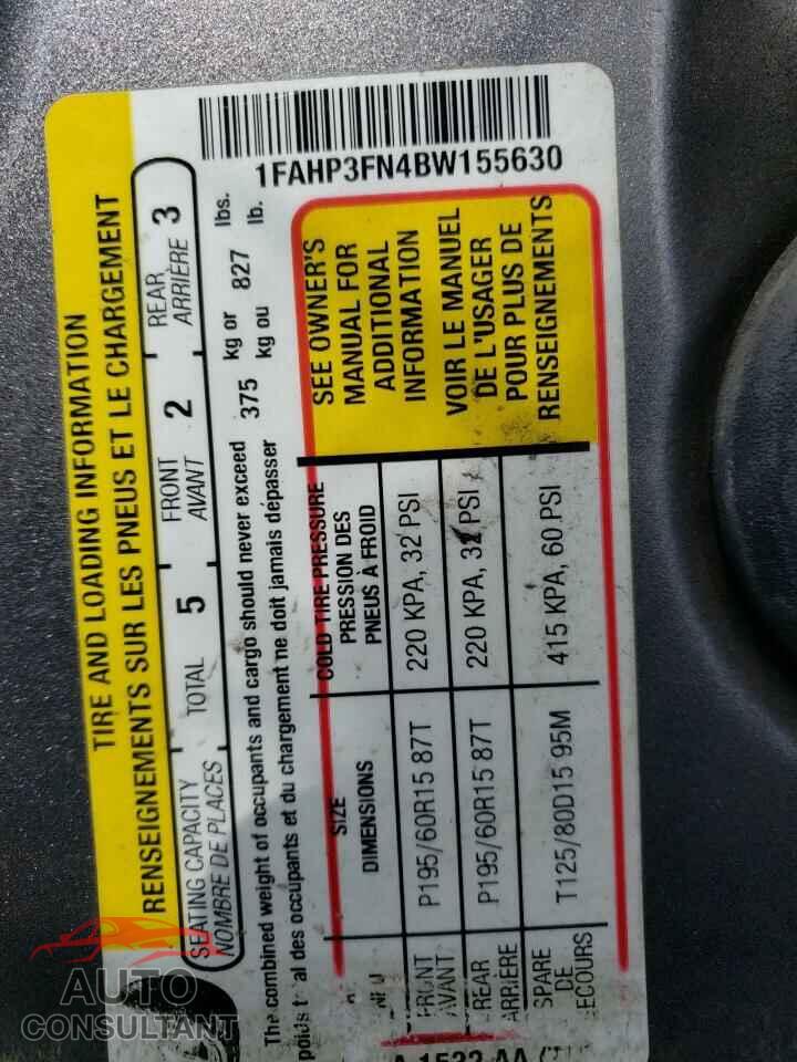 FORD FOCUS 2011 - 1FAHP3FN4BW155630