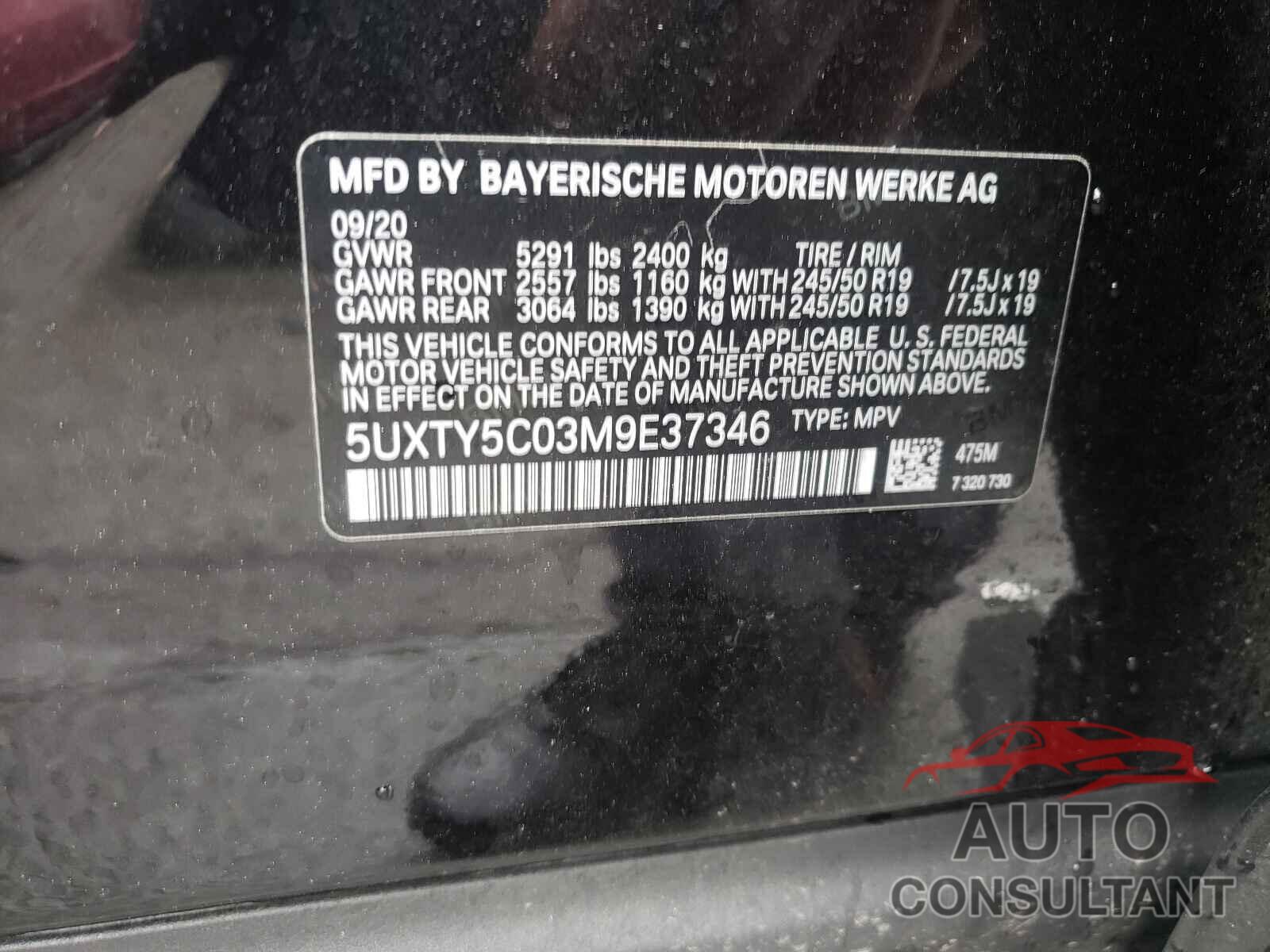 BMW X3 2021 - 5UXTY5C03M9E37346