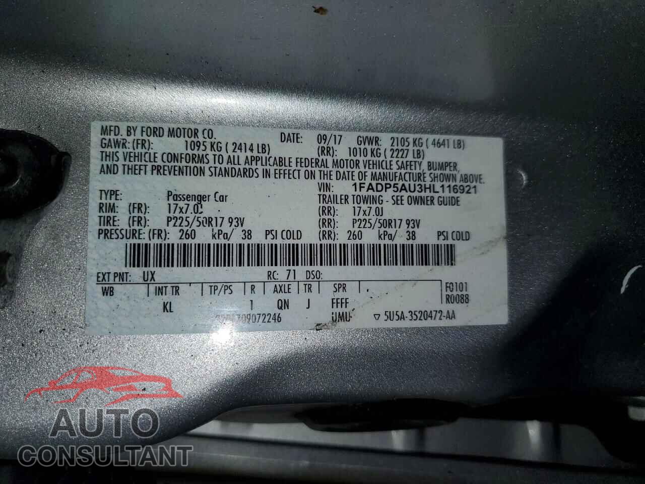 FORD CMAX 2017 - 1FADP5AU3HL116921
