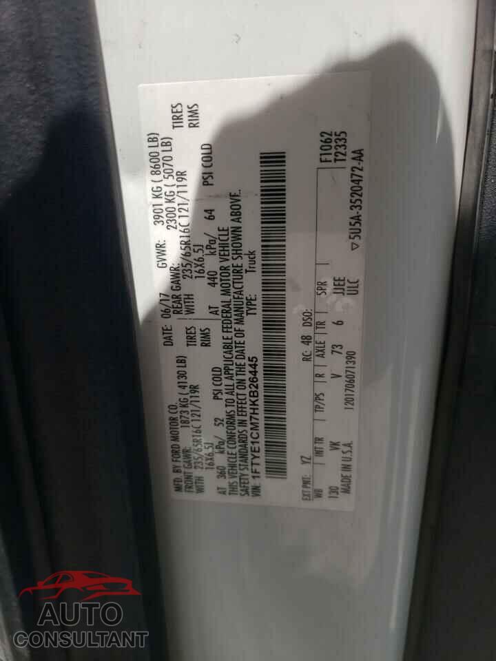 FORD TRANSIT CO 2017 - 1FTYE1CM7HKB26445