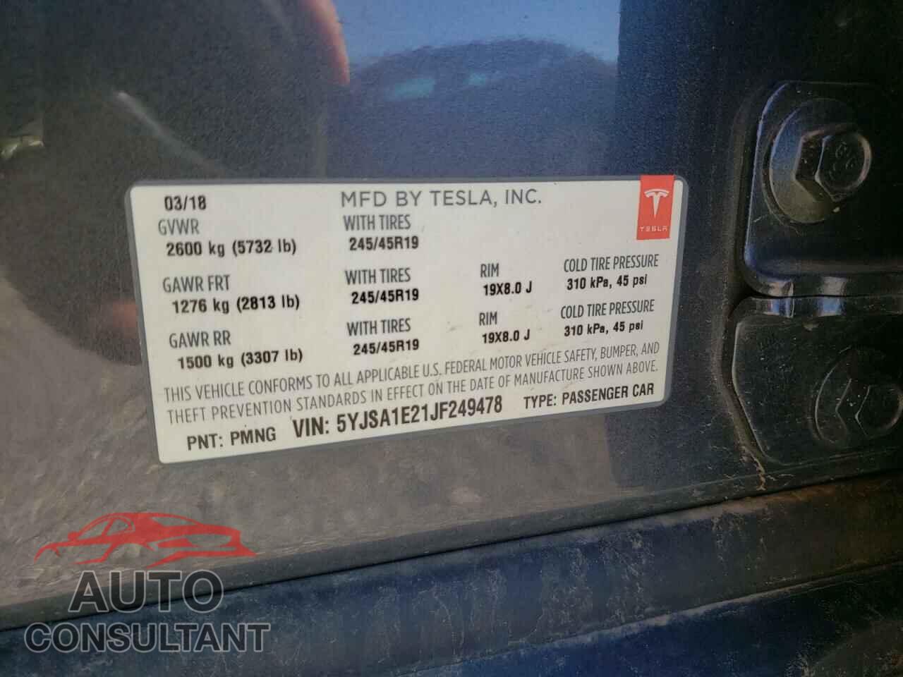 TESLA MODEL S 2018 - 5YJSA1E21JF249478