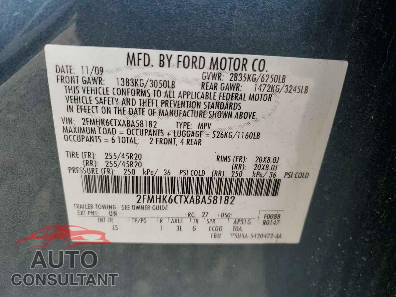 FORD FLEX 2010 - 2FMHK6CTXABA58182
