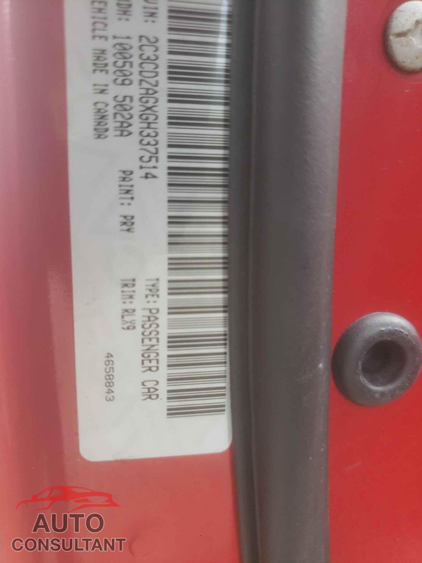 DODGE CHALLENGER 2016 - 2C3CDZAGXGH337514