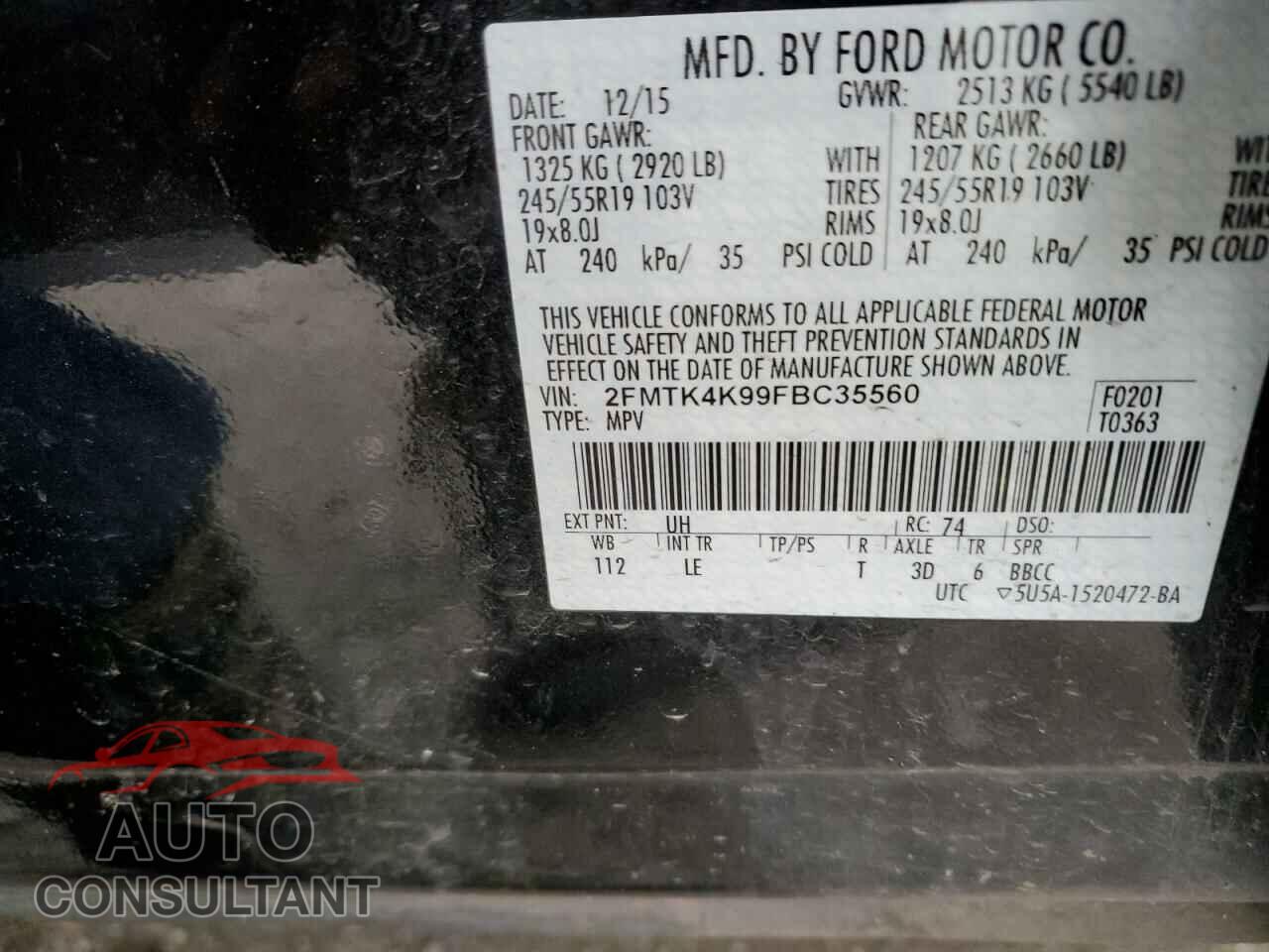 FORD EDGE 2015 - 2FMTK4K99FBC35560