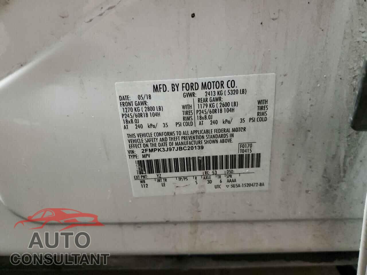 FORD EDGE 2018 - 2FMPK3J97JBC20139