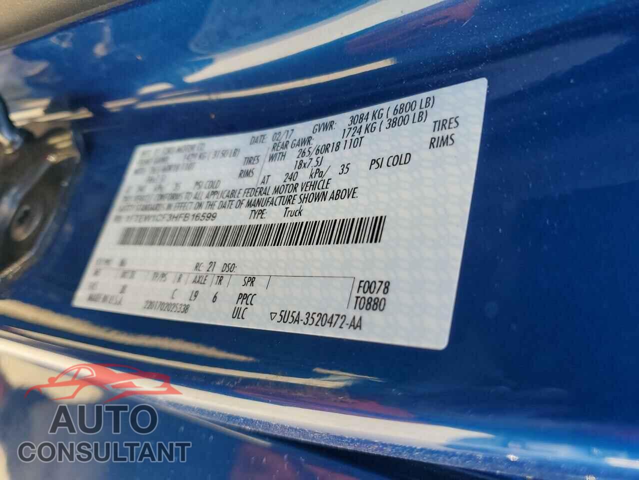 FORD F-150 2017 - 1FTEW1CF3HFB16599