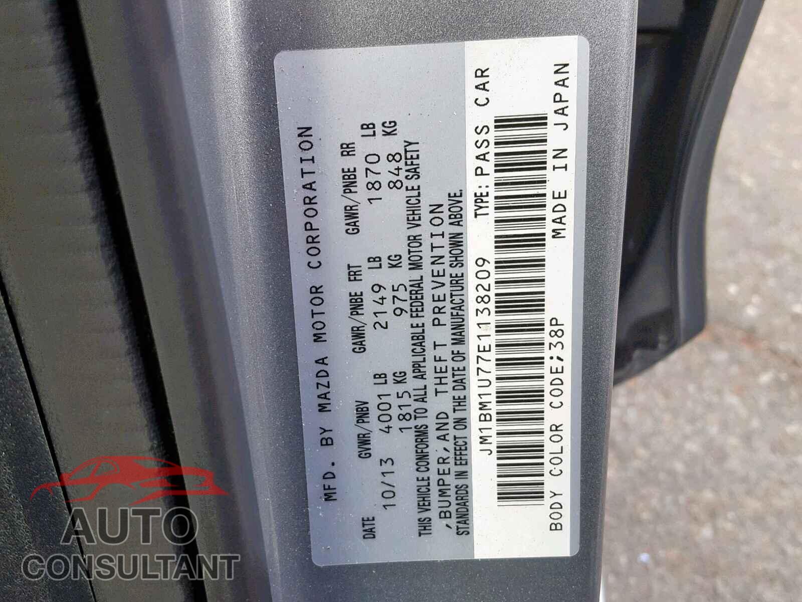 MAZDA 3 2014 - JM1BM1U77E1138209