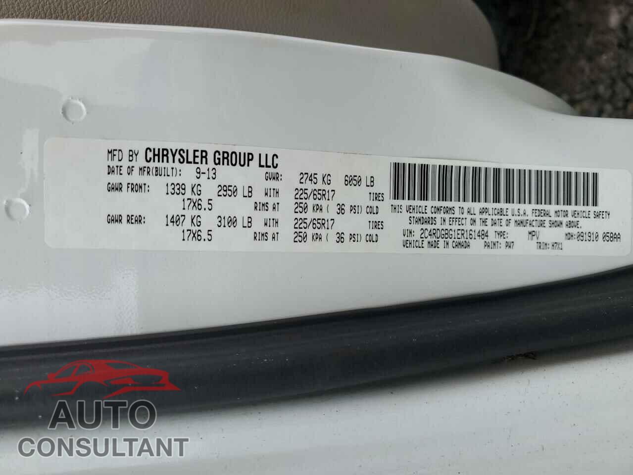 DODGE CARAVAN 2014 - 2C4RDGBG1ER161484