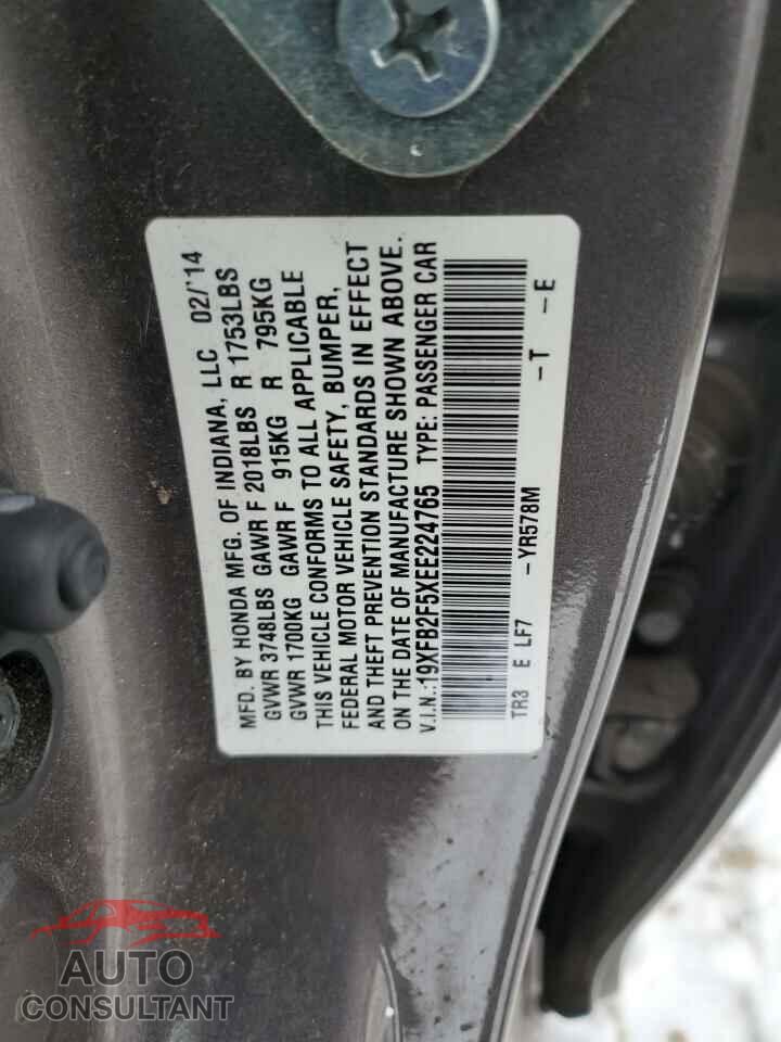 HONDA CIVIC 2014 - 19XFB2F5XEE224765