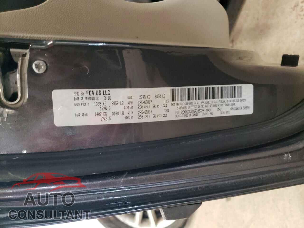 DODGE CARAVAN 2016 - 2C4RDGCG9GR338722