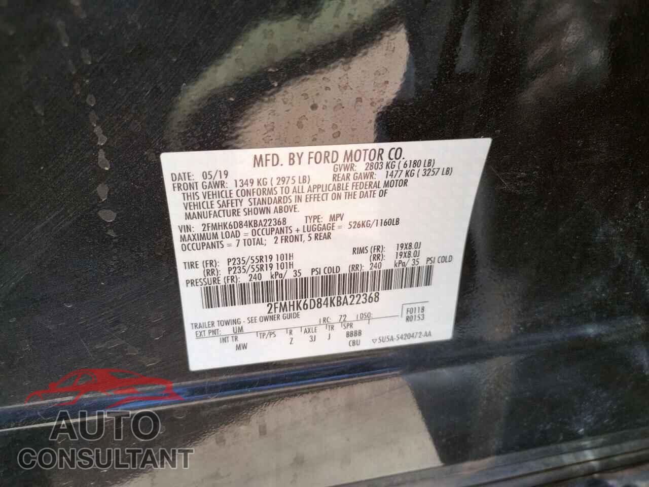 FORD FLEX 2019 - 2FMHK6D84KBA22368