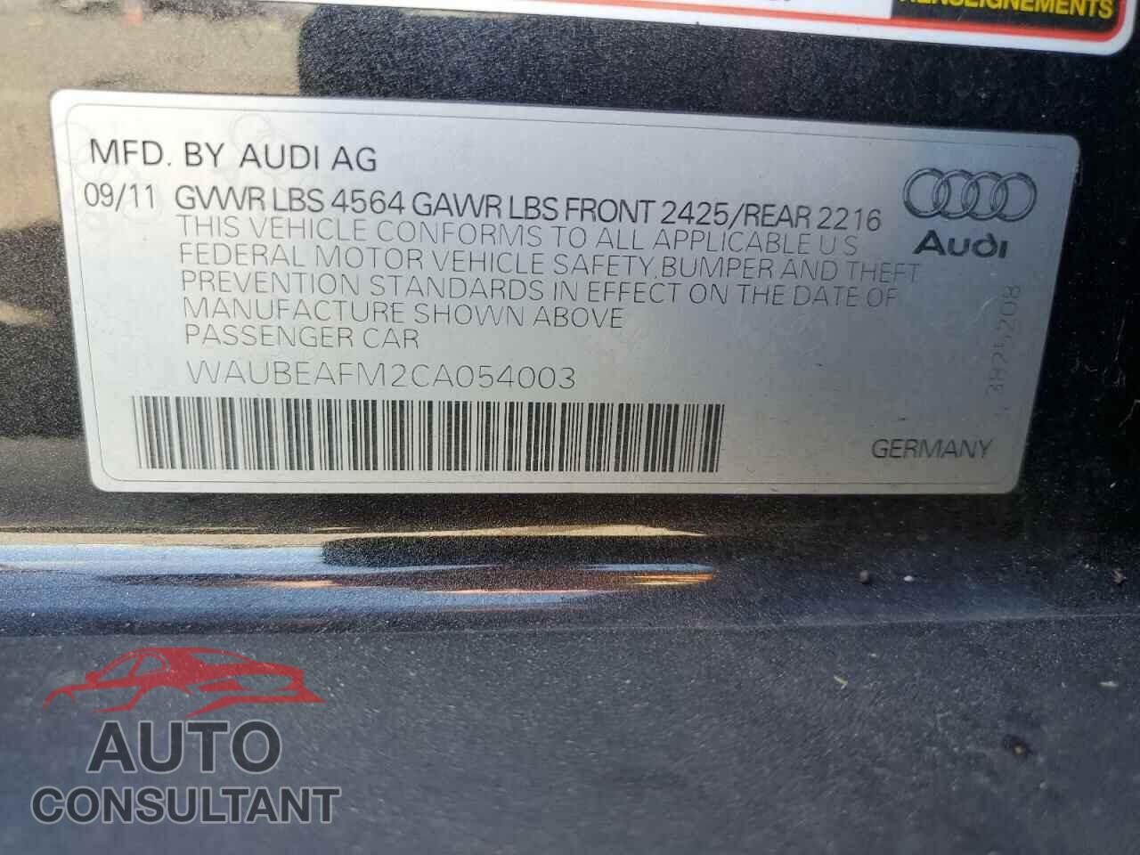 AUDI A3 2012 - WAUBEAFM2CA054003