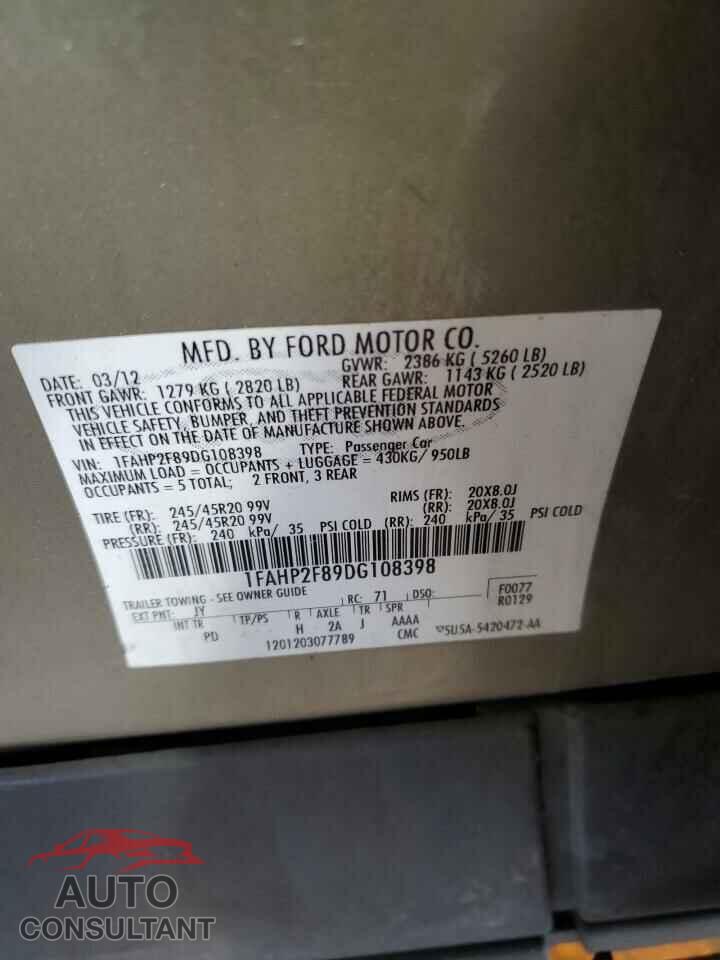 FORD TAURUS 2013 - 1FAHP2F89DG108398
