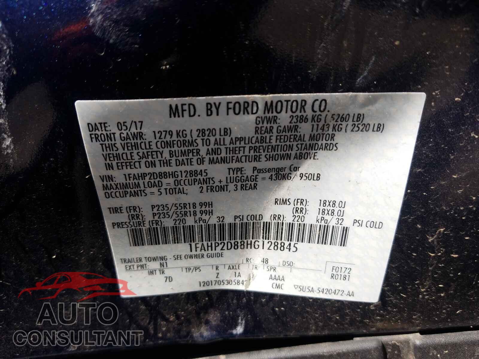 FORD TAURUS 2017 - 1FAHP2D88HG128845