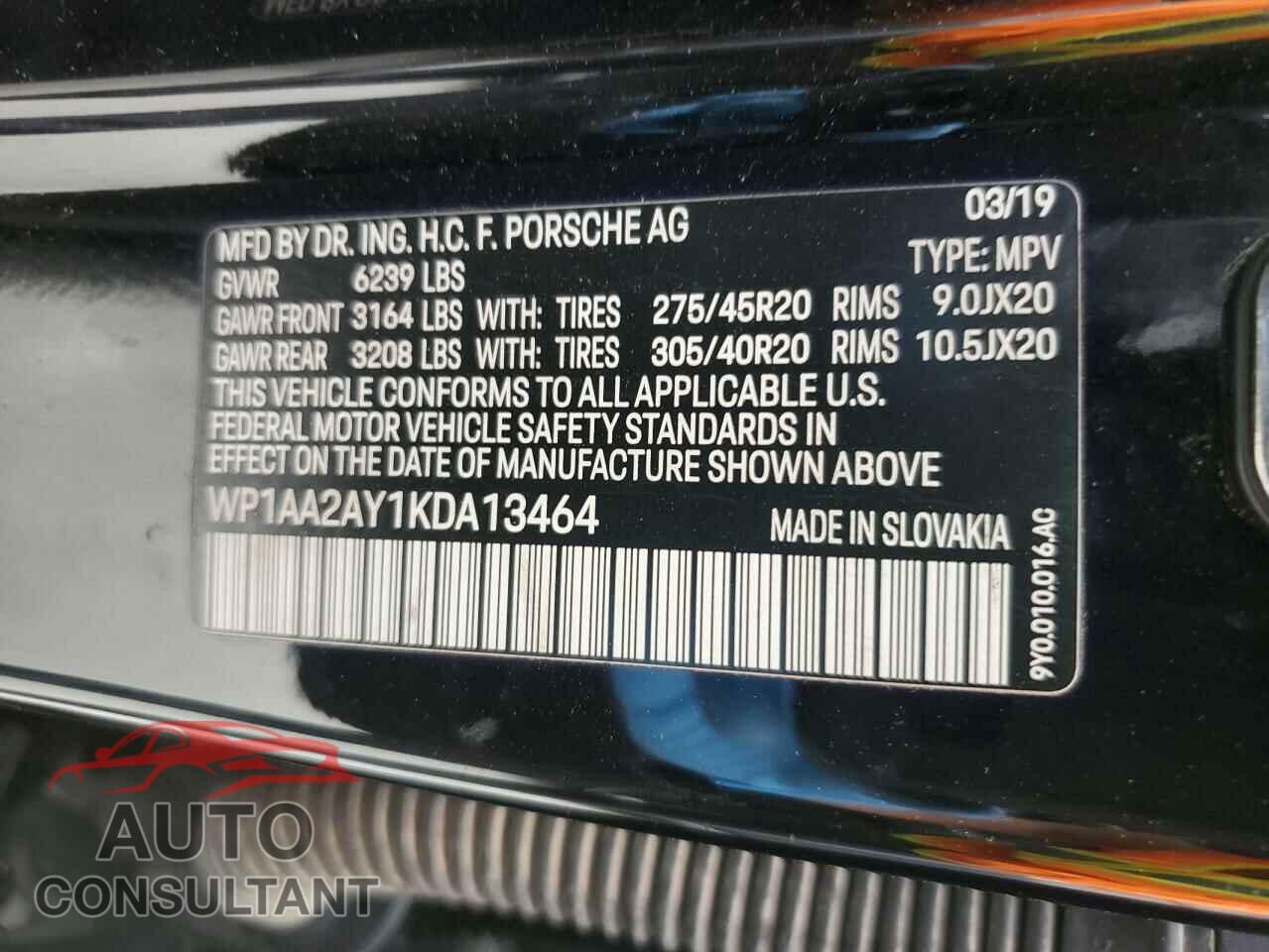 PORSCHE CAYENNE 2019 - WP1AA2AY1KDA13464