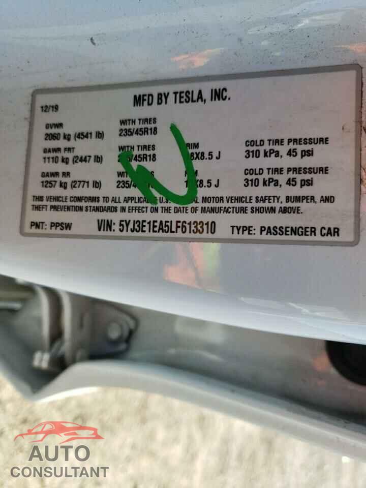 TESLA MODEL 3 2020 - 5YJ3E1EA5LF613310