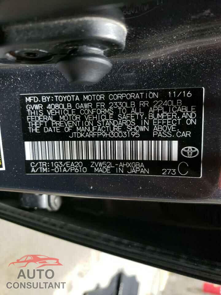 TOYOTA PRIUS 2017 - JTDKARFP9H3003195