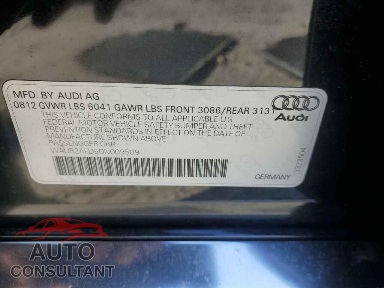 AUDI A8 2013 - WAUR2AFD5DN009509