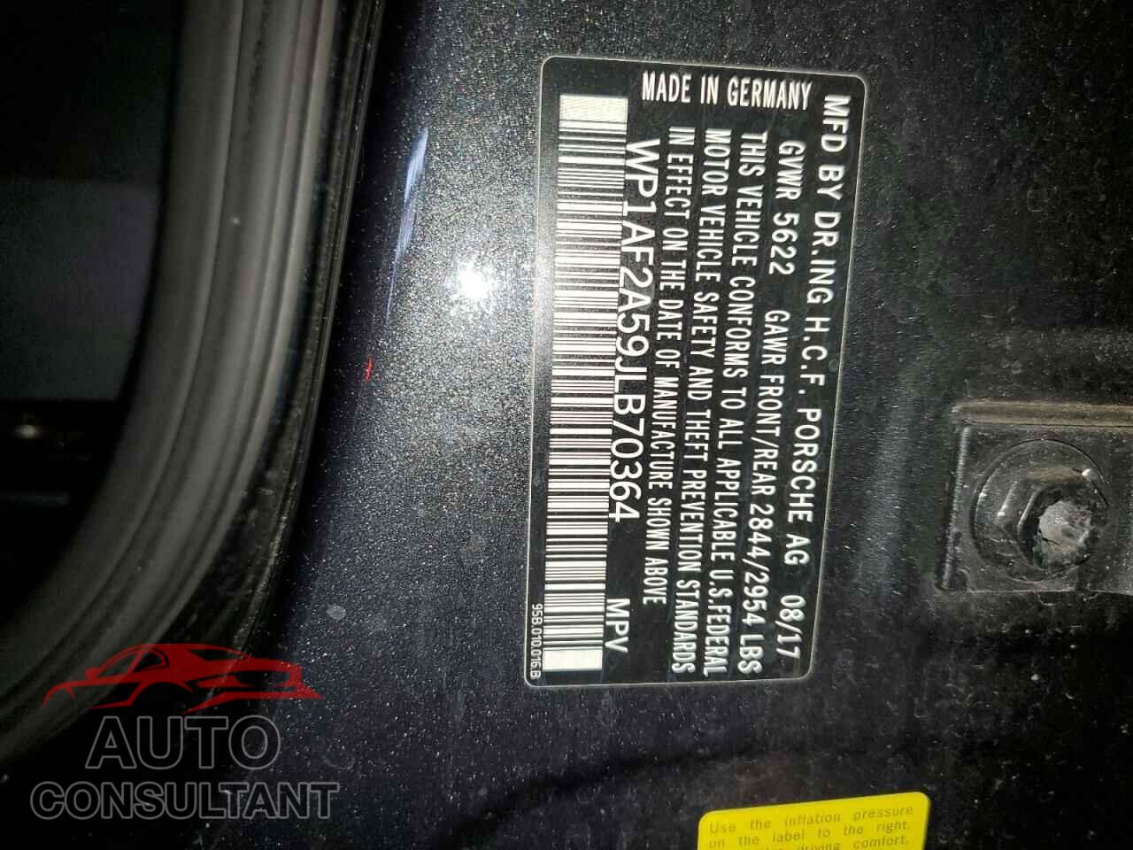 PORSCHE MACAN 2018 - WP1AF2A59JLB70364
