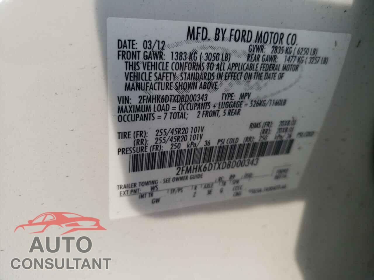 FORD FLEX 2013 - 2FMHK6DTXDBD00343