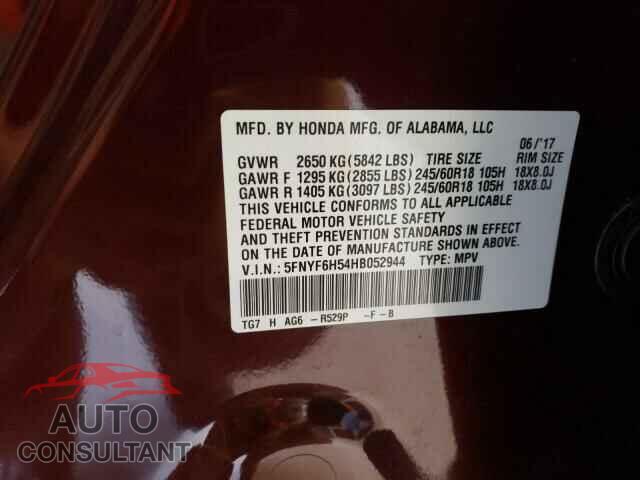 HONDA PILOT 2017 - 5FNYF6H54HB052944