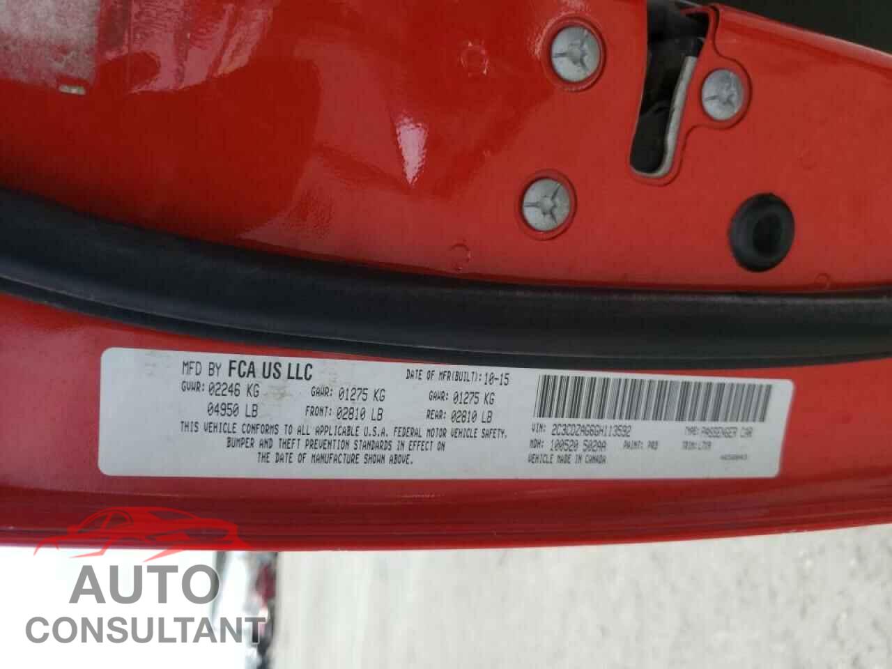 DODGE CHALLENGER 2016 - 2C3CDZAG6GH113592
