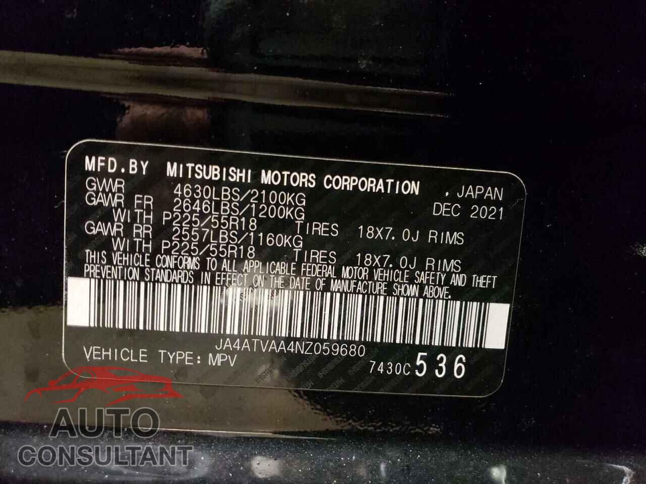 MITSUBISHI ECLIPSE 2022 - JA4ATVAA4NZ059680