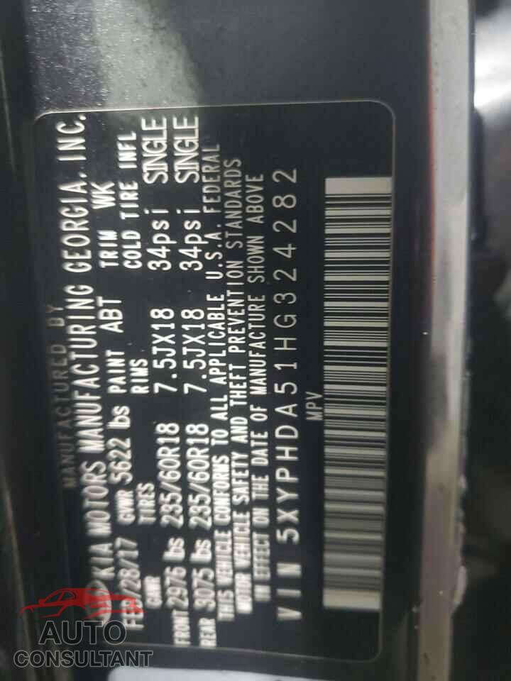 KIA SORENTO 2017 - 5XYPHDA51HG324282