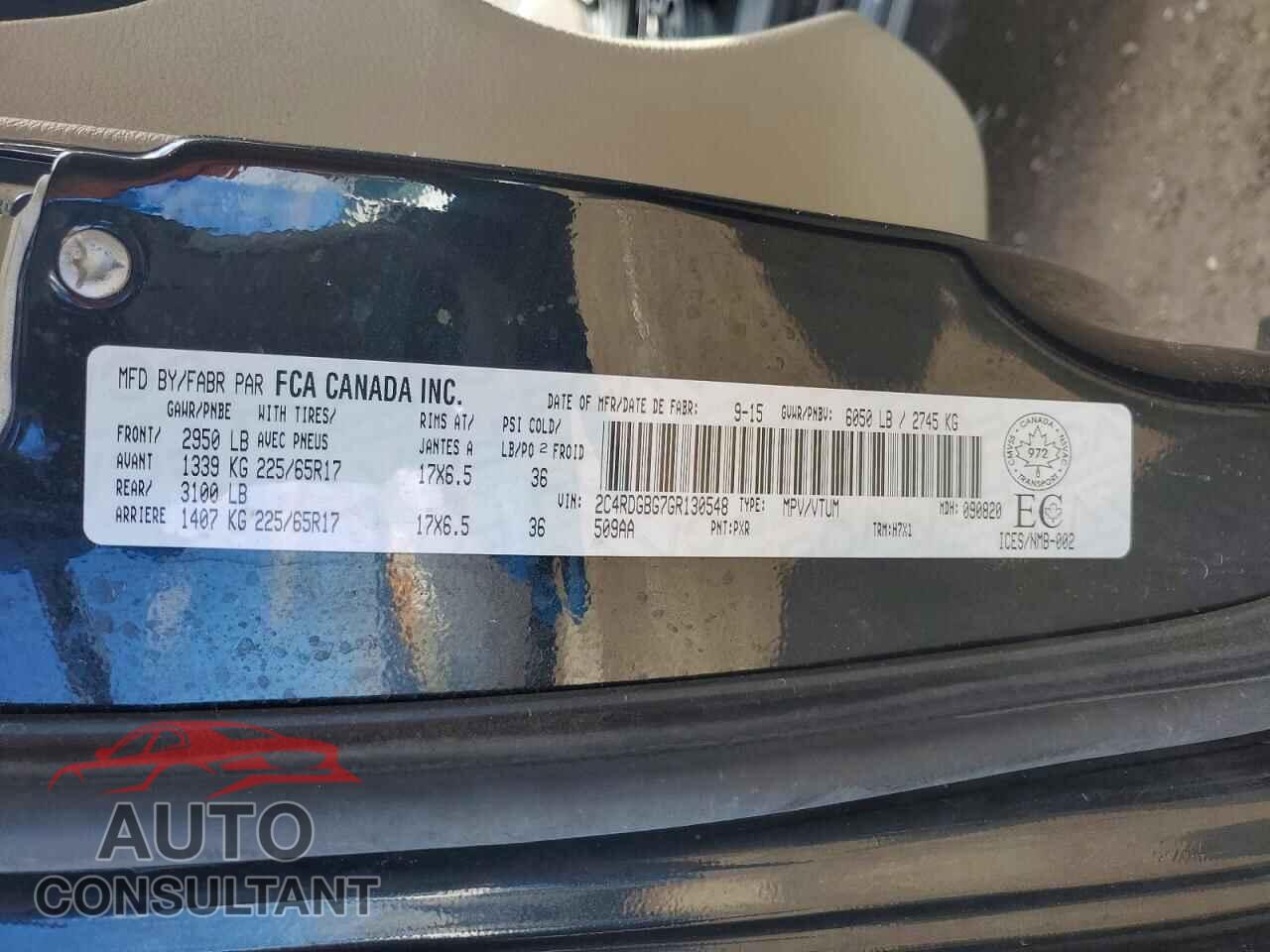 DODGE CARAVAN 2016 - 2C4RDGBG7GR130548