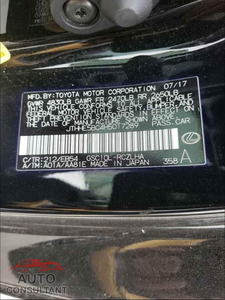 LEXUS RX350 2017 - JTHHE5BC4H5017289