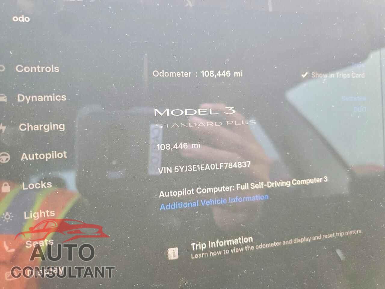 TESLA MODEL 3 2020 - 5YJ3E1EA0LF784837