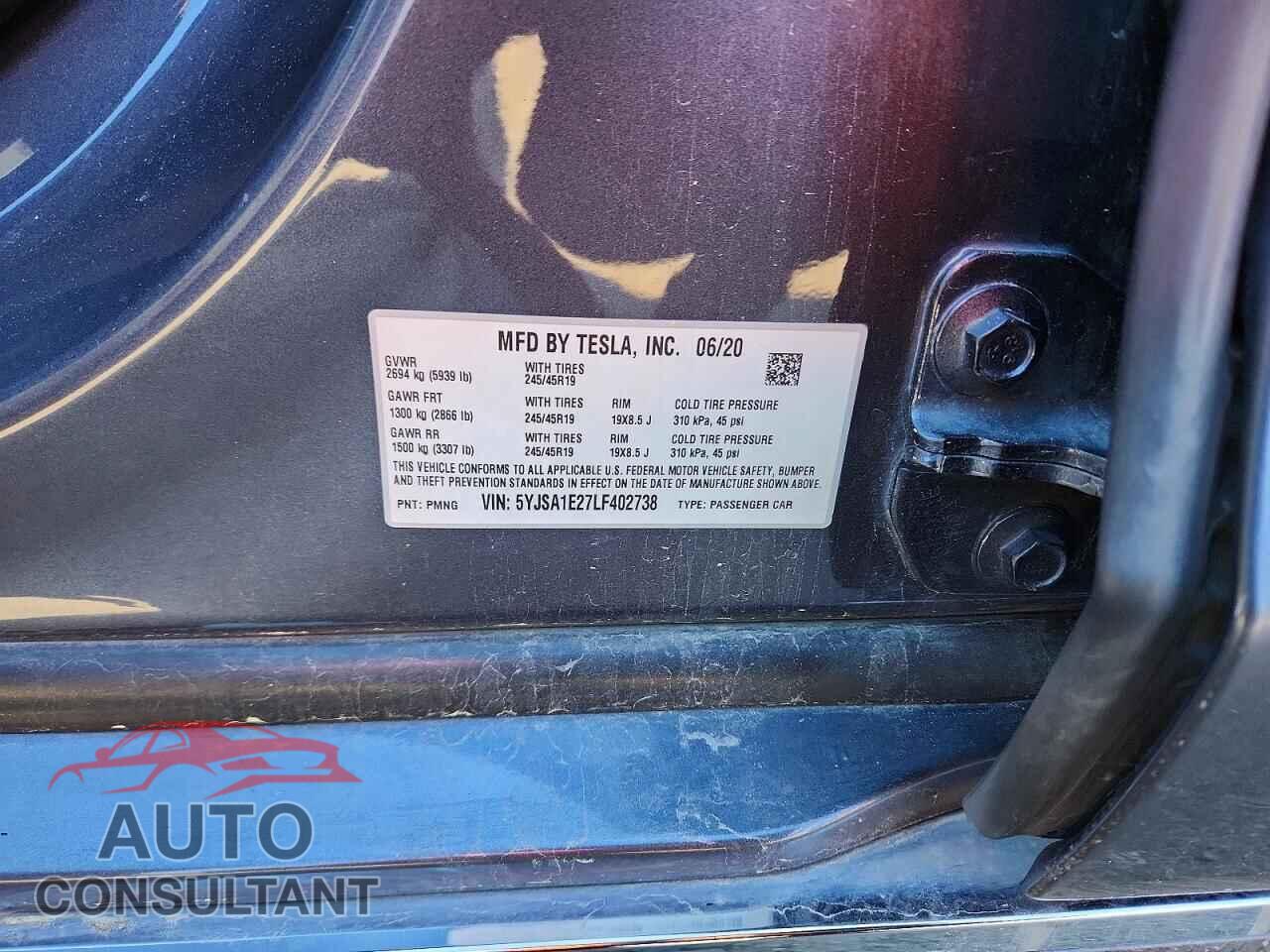 TESLA MODEL S 2020 - 5YJSA1E27LF402738