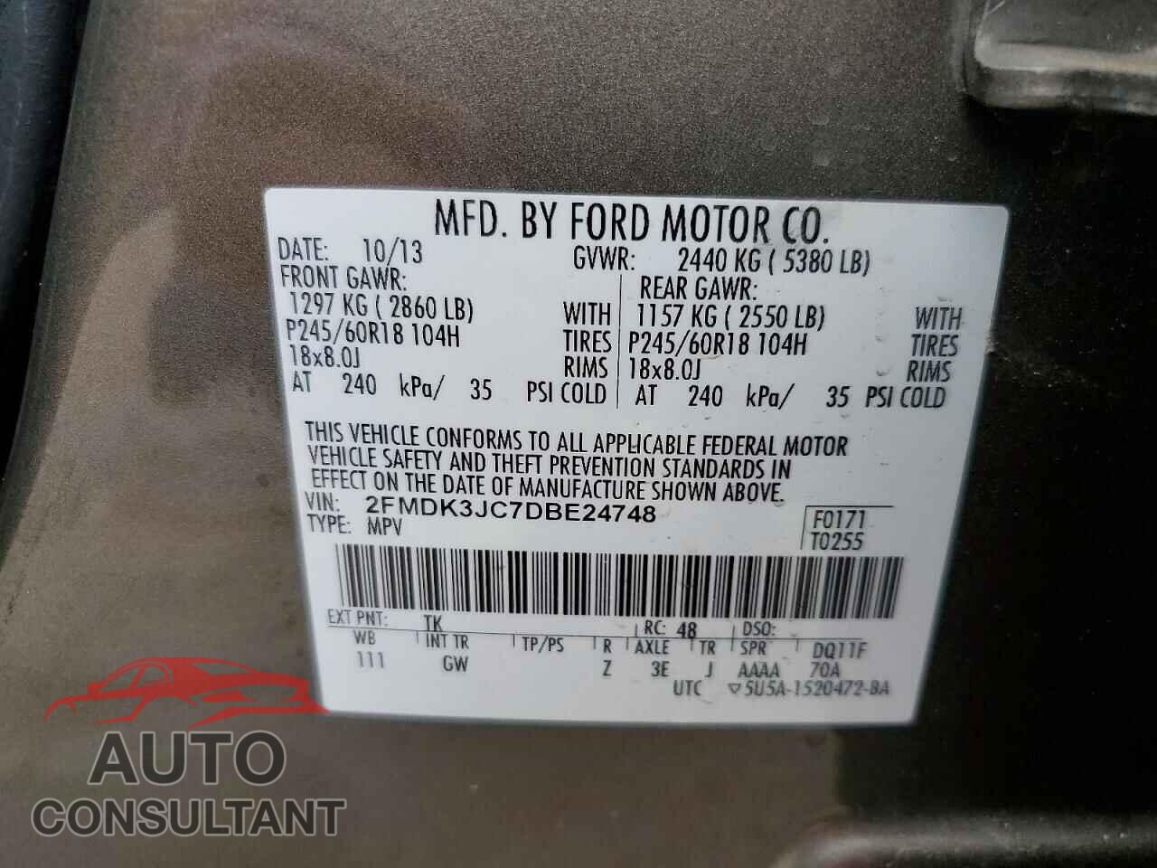 FORD EDGE 2013 - 2FMDK3JC7DBE24748