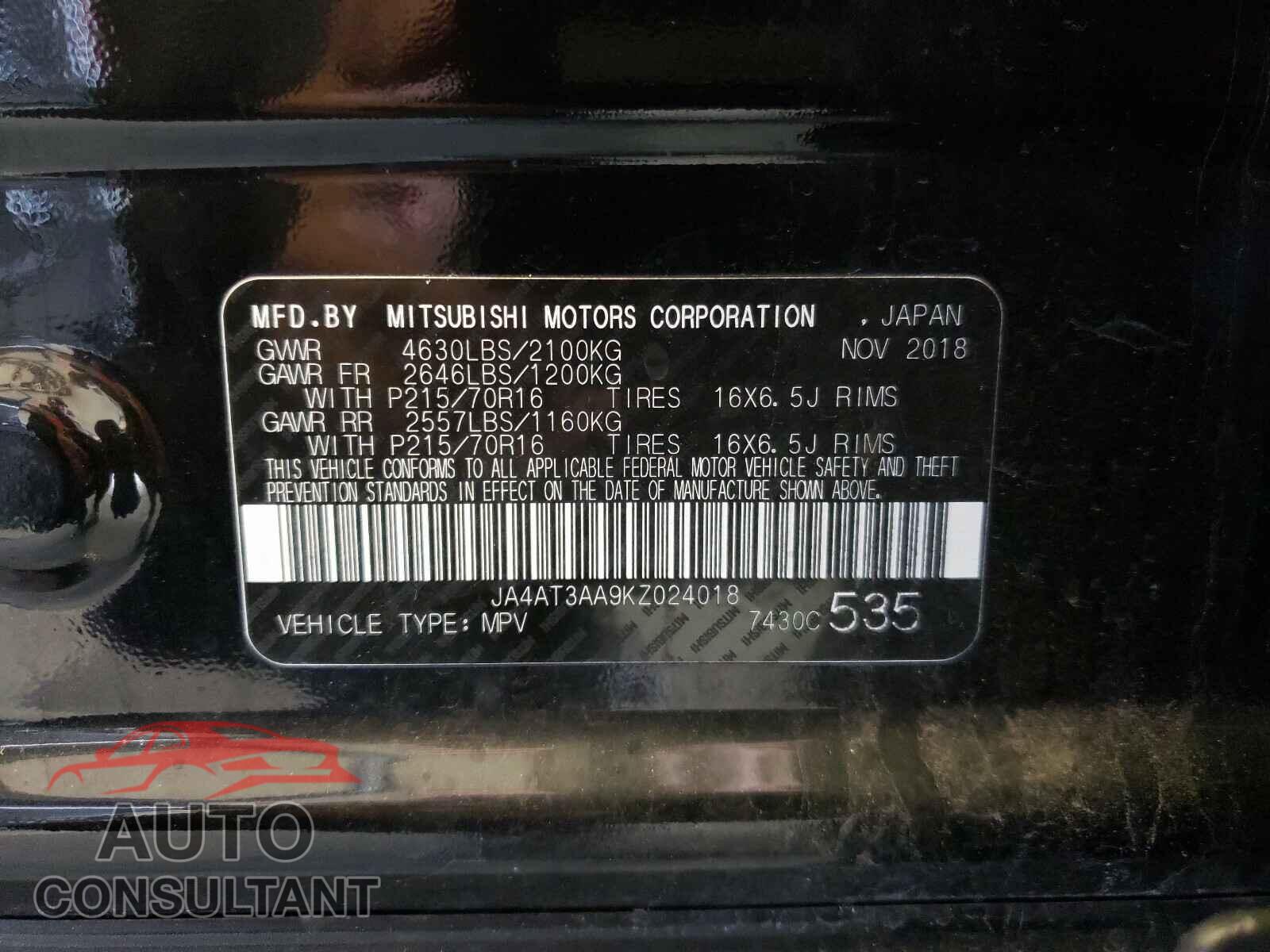 MITSUBISHI ECLIPSE 2019 - JA4AT3AA9KZ024018